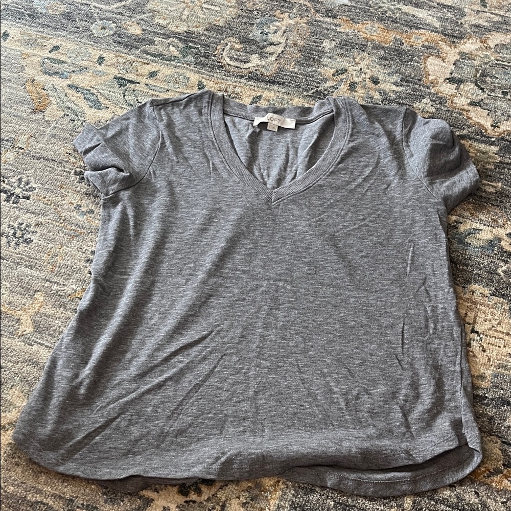 LOFT Heather Gray V-Neck Tee